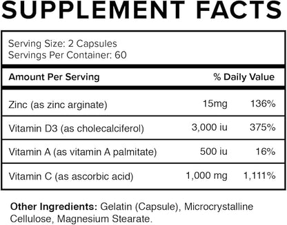 Immune Up High-Absorption Vitamin C, D3, A + Zinc | Immune Support | Improve Cellular Health |