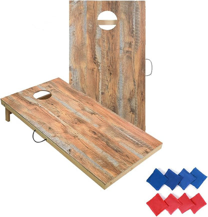 Solid Wood Premium Corn Hole Outdoor Game Set, 2 Regulation and Waterproof Cornhole Game Boards