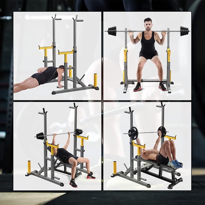 K KiNGKANG Adjustable Squat Rack,Multi-Function Barbell Rack for Weight Lifting and Home Gym
