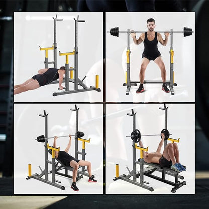 K KiNGKANG Adjustable Squat Rack,Multi-Function Barbell Rack for Weight Lifting and Home Gym