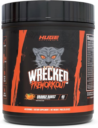 Huge Supplements Wrecked Pre-Workout, Advanced Formula, Boosts Energy, Focus, Pumps & Performance