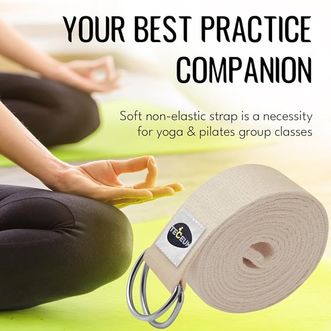 TECEUM Yoga Strap & Mat Strap – 2 IN 1 – Cotton – 6 ft 8 ft 10 ft (30+ colors) – Adjustable