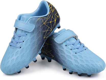 brooman Kids Firm Ground Soccer Cleats Boys Girls Athletic Outdoor Football Shoes
