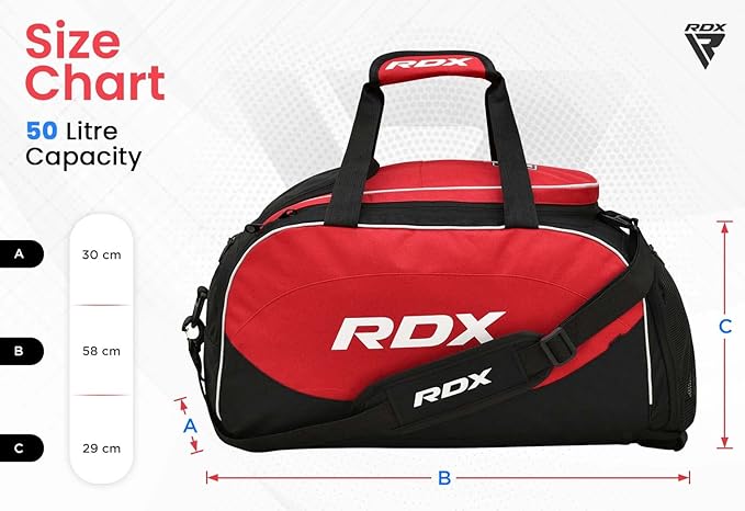 RDX 50L Gym Bag with Ventilated Shoes Compartment, All In One Backpack Duffle Holdall, Fitness