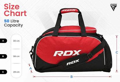 RDX 50L Gym Bag with Ventilated Shoes Compartment, All In One Backpack Duffle Holdall, Fitness