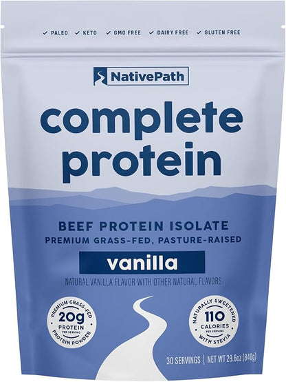 NativePath Complete Beef Protein Powder Isolate ??Grass-Fed, Pasture-Raised, Dairy & Lactose Free