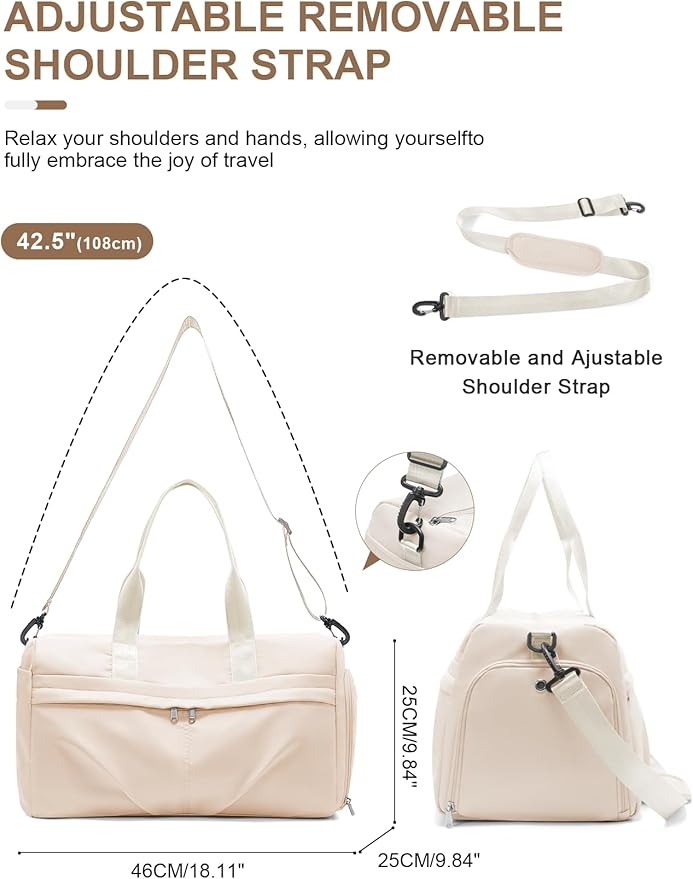 Gym Bag for Women Men with Shoe Compartment, Sport Duffel Bag, Waterproof Travel Weekender