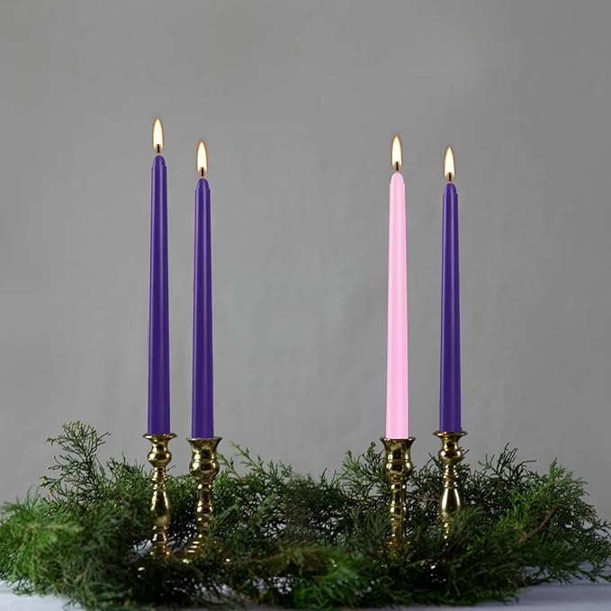16 Pack Advent Taper Candles Premium Hand Dipped 10in Unscented Christmas Taper Candles - Ideal for