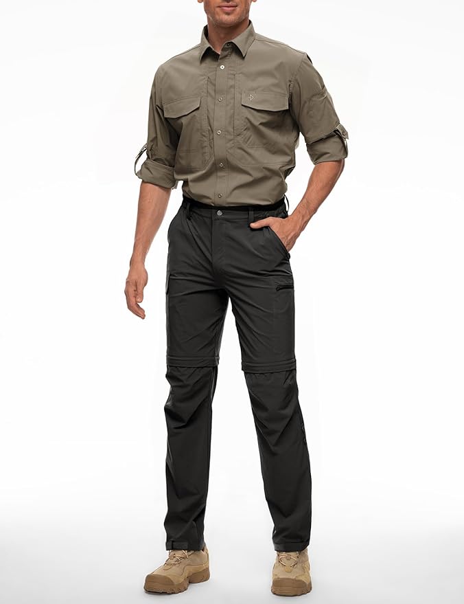 Wespornow Men's-Convertible-Hiking-Pants Quick Dry Lightweight Zip Off Breathable Cargo Pants for