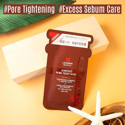Amino Pore-Tight Facial Sheet Mask | Amino Acid Complex, Tea Tree Oil, Zinc PCA for Acne-Prone