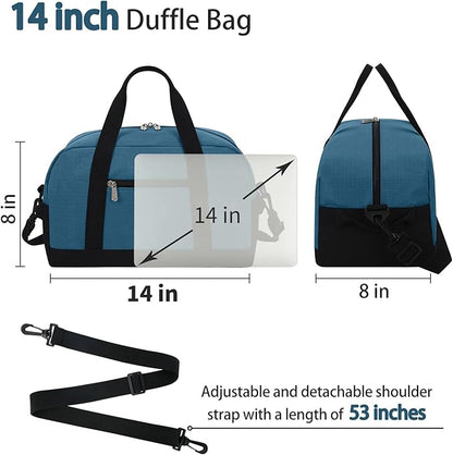 Small Gym Bag 14 inch lightweight Carry On Mini Duffel Bag for Travel Sport - Blue