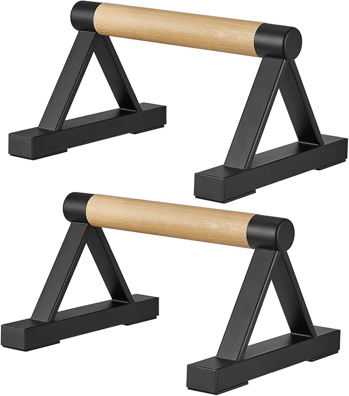 1 Pair Wooden Parallettes Push Up Bars for Men, Strength Training Pushup Stands Handles for Home