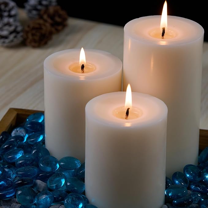 Pillar Candles White, Unscented Pillar Candles Bulk, 2.8x6 inch | 75 Hours Burning | Set of 6
