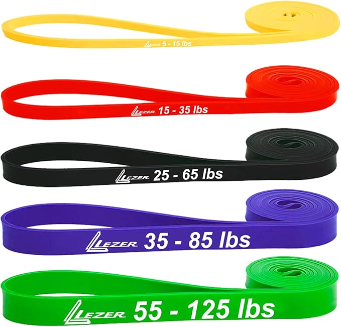 LEZER Resistance Bands - Pull Up Bands for Home Gym Fitness, Stretching, Physical Therapy &