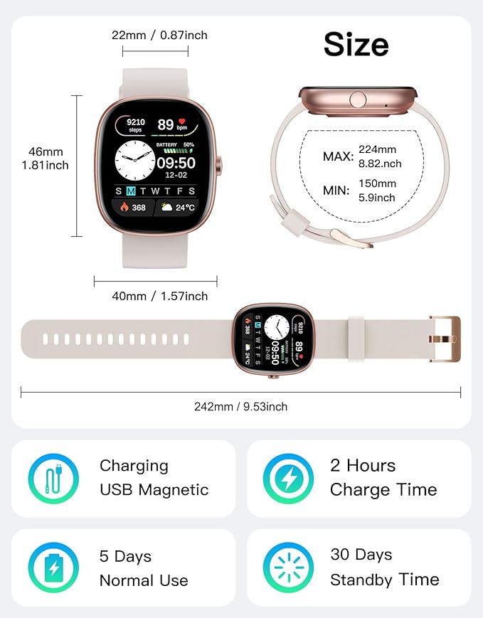 Fitness Tracker 2025 Ver. (Answer/Make Calls), 1.85" Smart Watch Fitness Watches for Women Men with