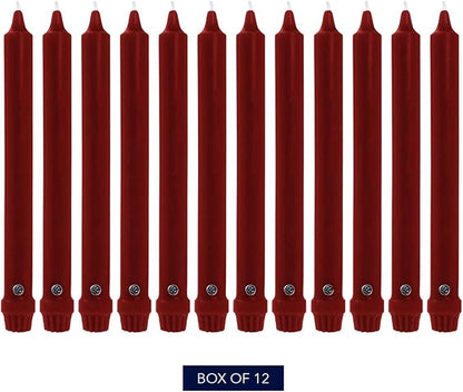 Colonial Candle Unscented Taper Candle, Classic Collection, Traditional Cranberry, 8 in, Pack of 12