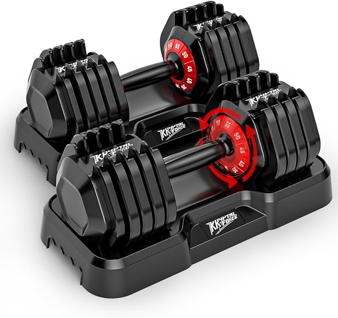 25/55lbs Adjustable Dumbbells Set, Dumbbells with Anti-Slip Metal Handle for Exercise & Fitness