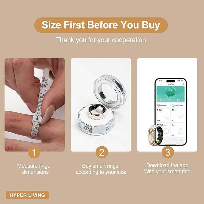 Smart Ring Health Tracker, Sleep Tracker Ring with Heart Rate, Waterproof Fitness Ring for Activity