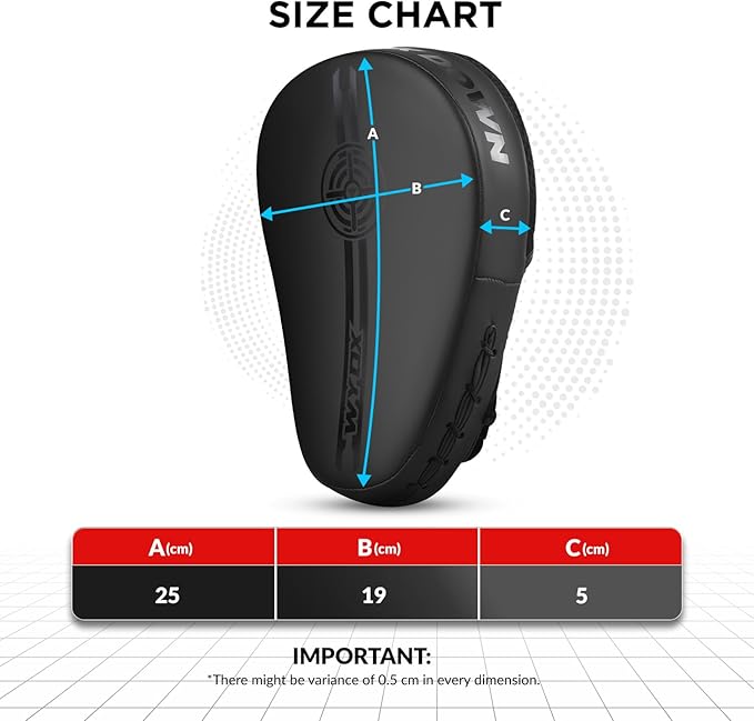 WYOX Curved Focus Mitts for Boxing & MMA | Durable PU Leather Punching Pads with Adjustable Strap |