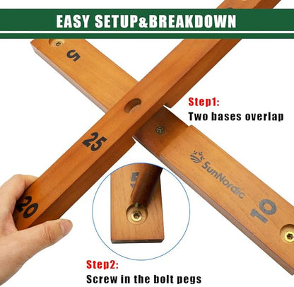 Wooden Ring Toss Game Set, Backyard Beach Camping Game with Toss Rings & Portable Carrying Bag
