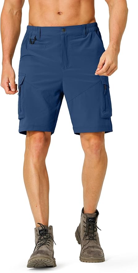 Men's Hiking Cargo Shorts Quick Dry Lightweight Travel Shorts with Multi Pockets for Fishing
