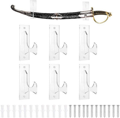 uxcell 6 Pcs Sword Holder Wall Mount Sword Racks Acrylic Wall Sword Display Hanger with Mounting