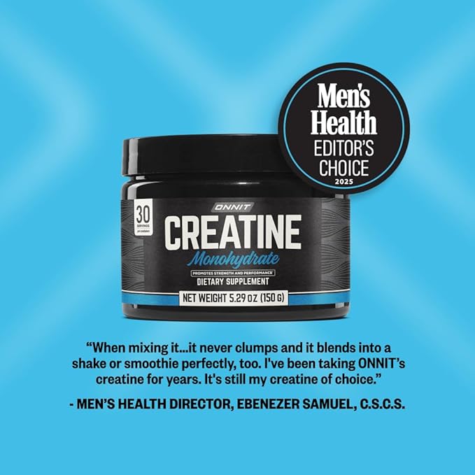 ONNIT Creatine Monohydrate Powder – 5g Premium Creatine for Muscle Strength, Power & Lean Mass
