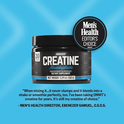 ONNIT Creatine Monohydrate Powder – 5g Premium Creatine for Muscle Strength, Power & Lean Mass