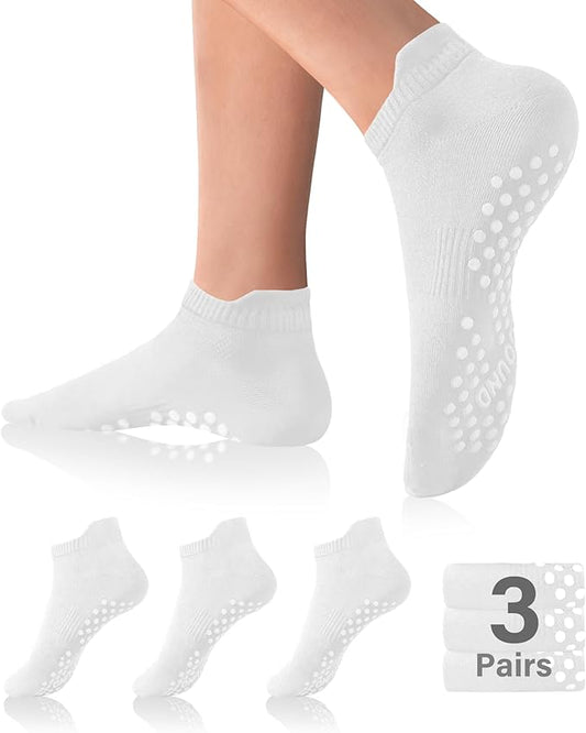 DIBAOLONG Pilates Socks with Grips for Women Yoga Socks Non Slip Barre Hospital Socks 6-Pairs