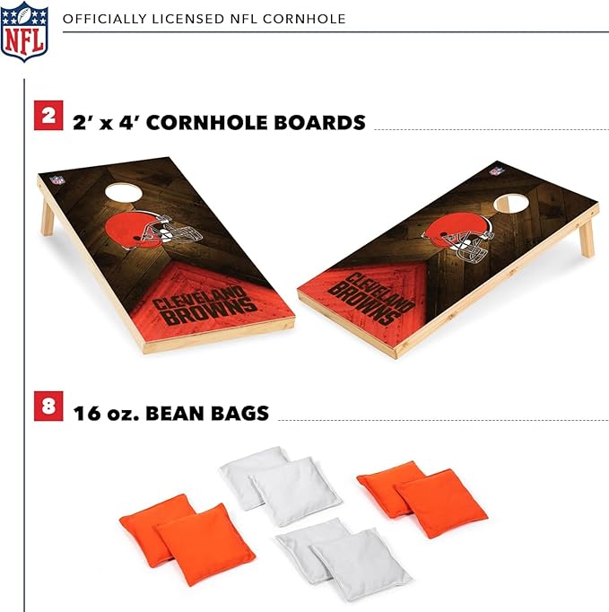 NFL Football 2' x 4' Regulation Size Solid Wood Cornhole Set with Direct Print HD Team Graphics