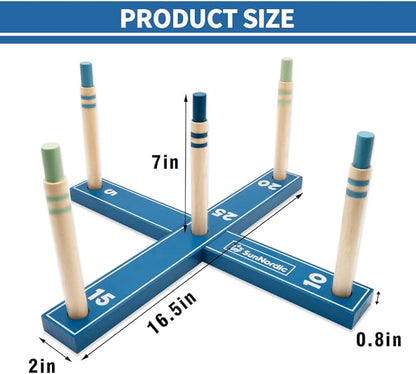Wooden Ring Toss Game Set, Backyard Beach Camping Game with Toss Rings & Portable Carrying Bag