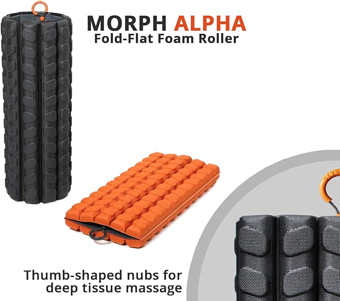 Morph Foam Roller (Alpha-Midnight) Collapsible Travel Foam Roller for Back Pain Relief, Workout