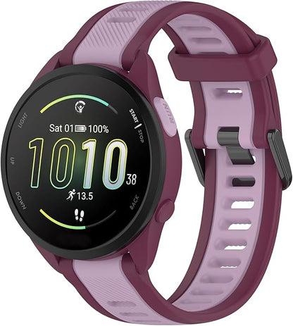 Compatible with Garmin Forerunner 165 Watch Band, 20mm Width Silicone Replacement Bands for Garmin