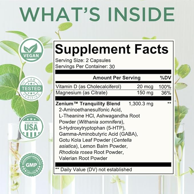 Zenium - Relieve Stress, Tension, Worry, Nervousness, & Irritability | Calm The Mind & Body |
