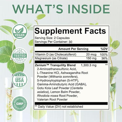 Zenium - Relieve Stress, Tension, Worry, Nervousness, & Irritability | Calm The Mind & Body |