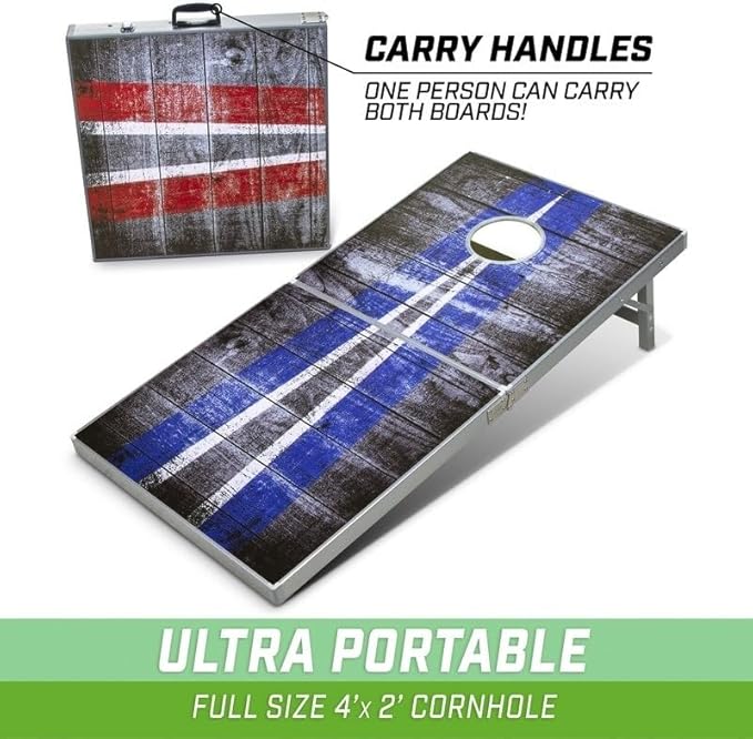 GoSports 4 x 2 ft Aluminum Cornhole Game Sets – Choose LED Lights or Standard - Set Includes 2