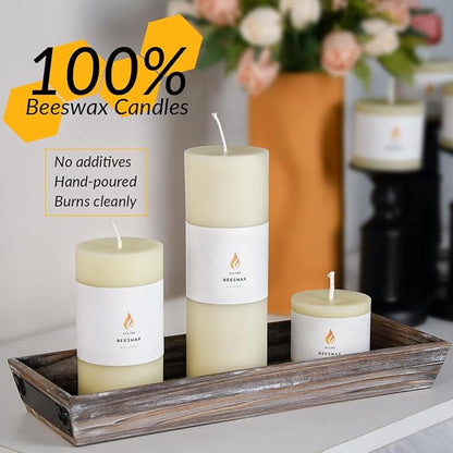 3"x 3" Beeswax Pillar Candle, Made of Pure Natural Beeswax, with Ultra Long Burning Time and Low
