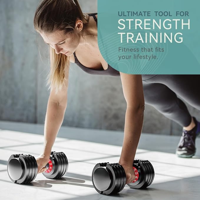 25/55lbs Adjustable Dumbbells Set, Dumbbells with Anti-Slip Metal Handle for Exercise & Fitness