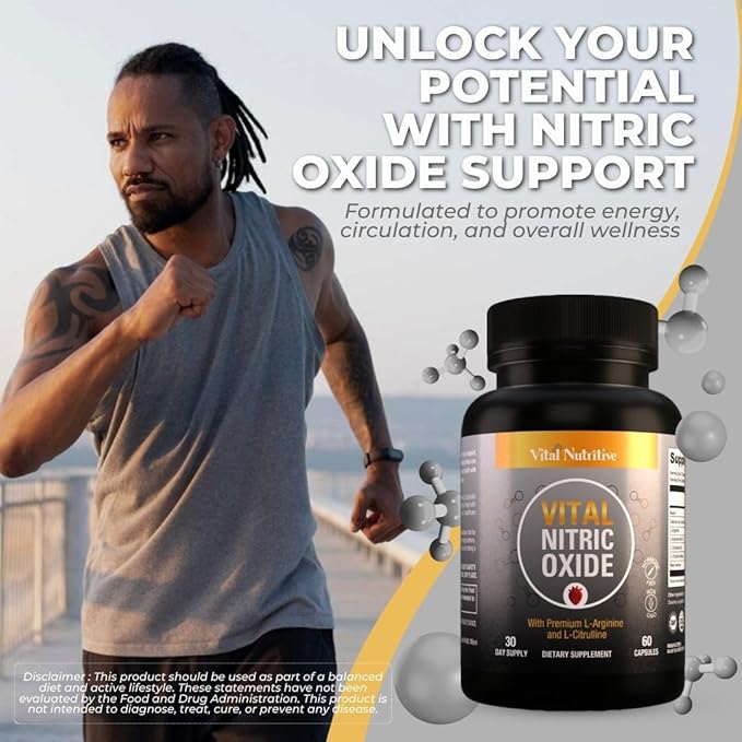 Vital Nitric Oxide Supplements for Men - Workout Booster Supplement for Men - Nitrous Oxide Boost