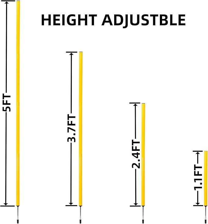 6 Pcs 5FT Adjustable Agility Training Poles for Soccer,Basketball,Football,Dog,Horse Training-Speed