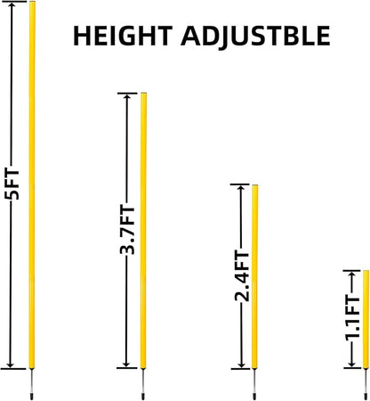 6 Pcs 5FT Adjustable Agility Training Poles for Soccer,Basketball,Football,Dog,Horse Training-Speed