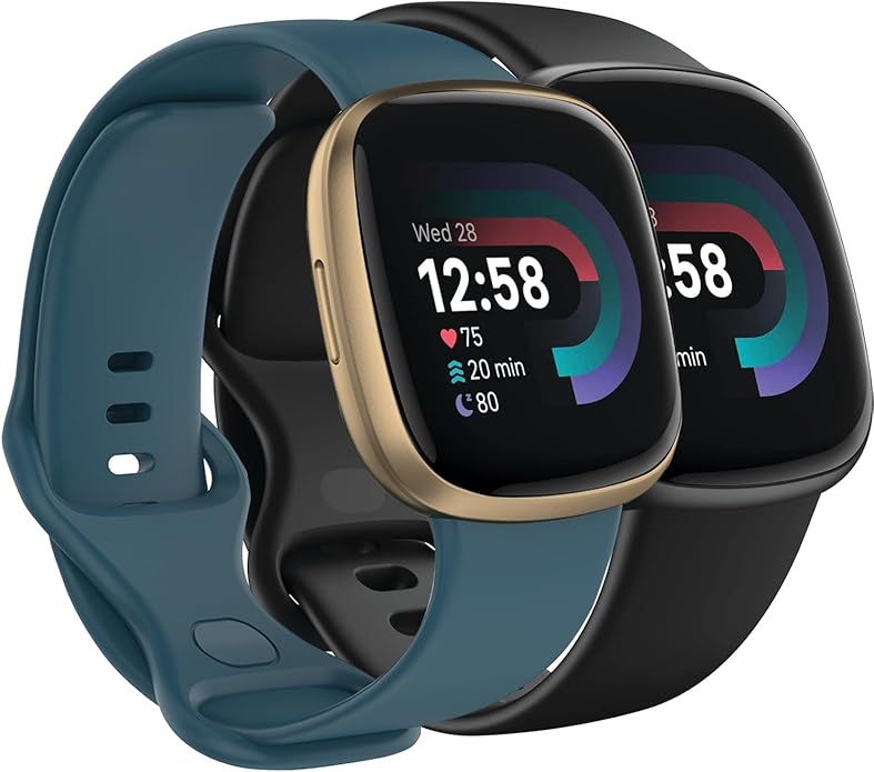 Compatible with Fitbit Versa 4 / Fitbit Versa 3 / Fitbit Sense/Sense 2 Bands, Soft Silicone
