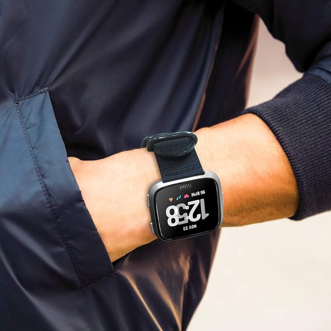 FINTIE Bands Compatible with Fitbit Versa 2/1 / Lite Edition, Soft Nylon Replacement Strap