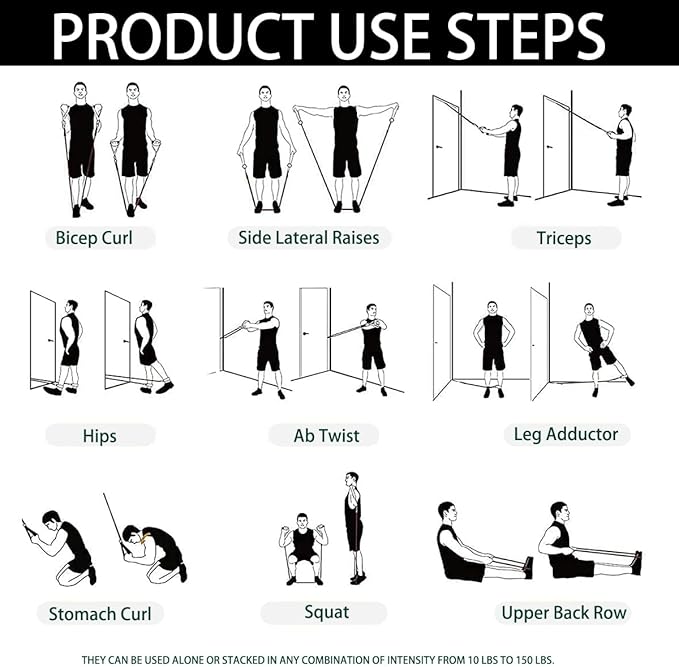 Resistance Bands with Handles, Single Resistance Bands, Exercise Bands with Handles, for Resistance