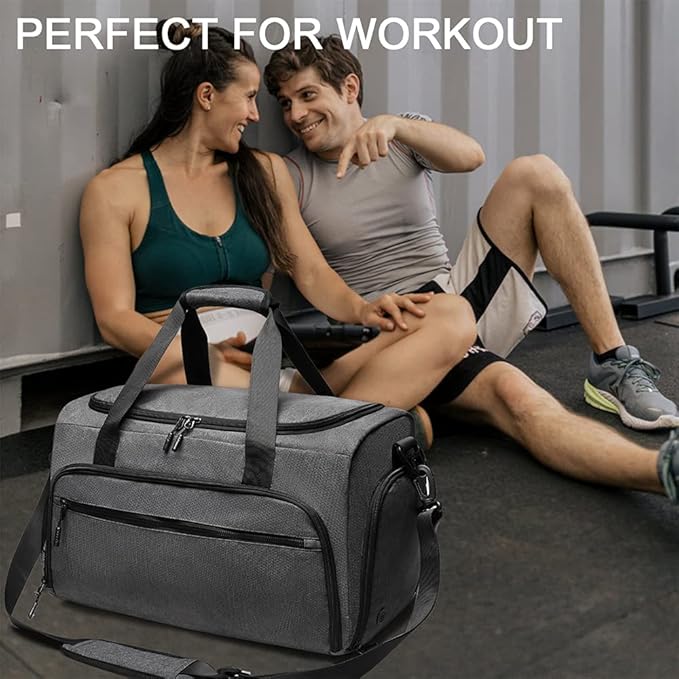 Gym Bag for Men Women, Small Fitness Workout Sports Bag with Wet Pocket & Shoes Compartment, Water