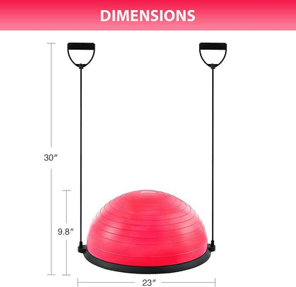 ZELUS Balance Ball Trainer with Resistance Bands and Foot Pump, Inflatable Yoga Ball for Home Gym