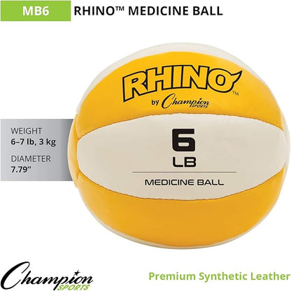 Champion Sports Exercise Medicine Balls, Leather with No-Slip Grip - Weighted Med Ball Set for