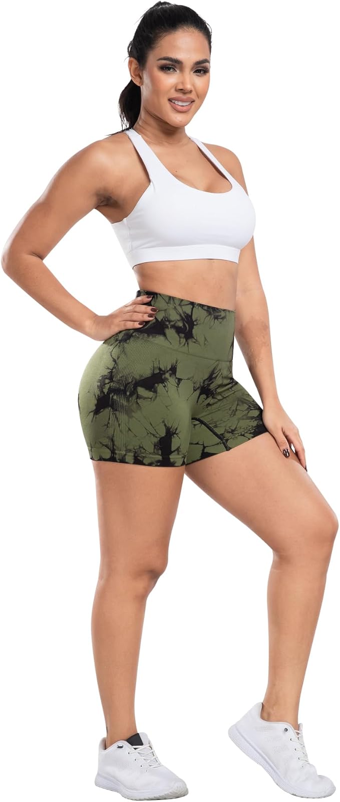 CHRLEISURE Women's 4 Packs Workout Gym Shorts, High Waisted Butt Lifting Scrunch Butt Seamless