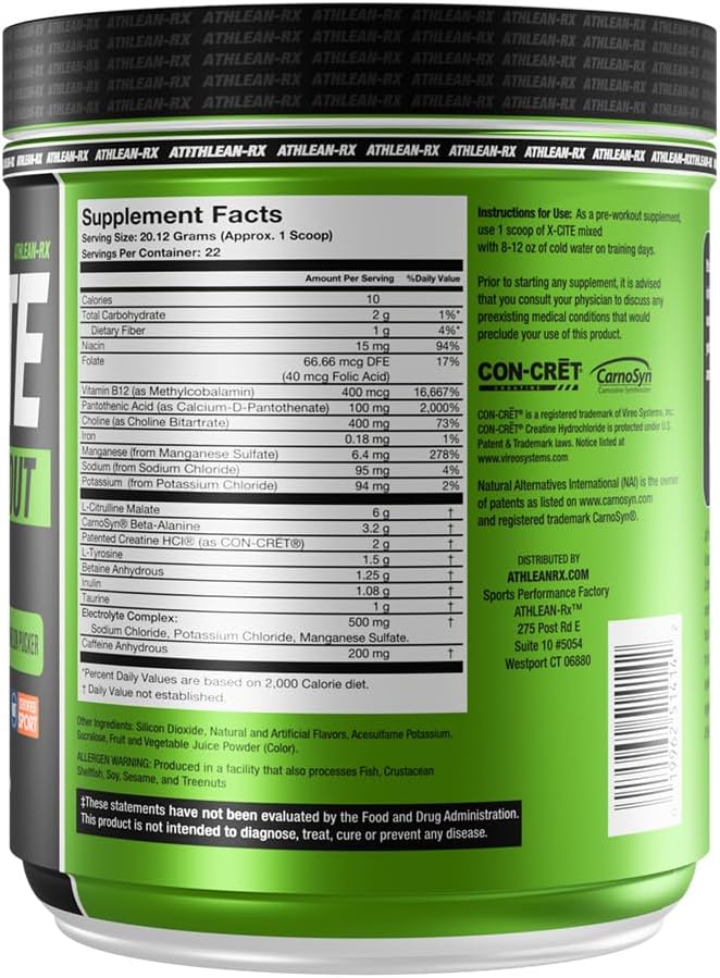 ATHLEAN-X X-CITE Pre-Workout Supplement - Boost Energy, Endurance, and Focus with Natural