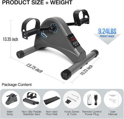 Motorized Mini Exercise Bike Pedal Exerciser for Seniors Rehab Training, LUBBYGIM Electric Under